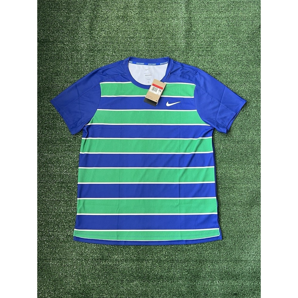 Nike Court Slam Tennis Shirt Carlos Alcaraz Men's Large Blue Green FZ6934 539
